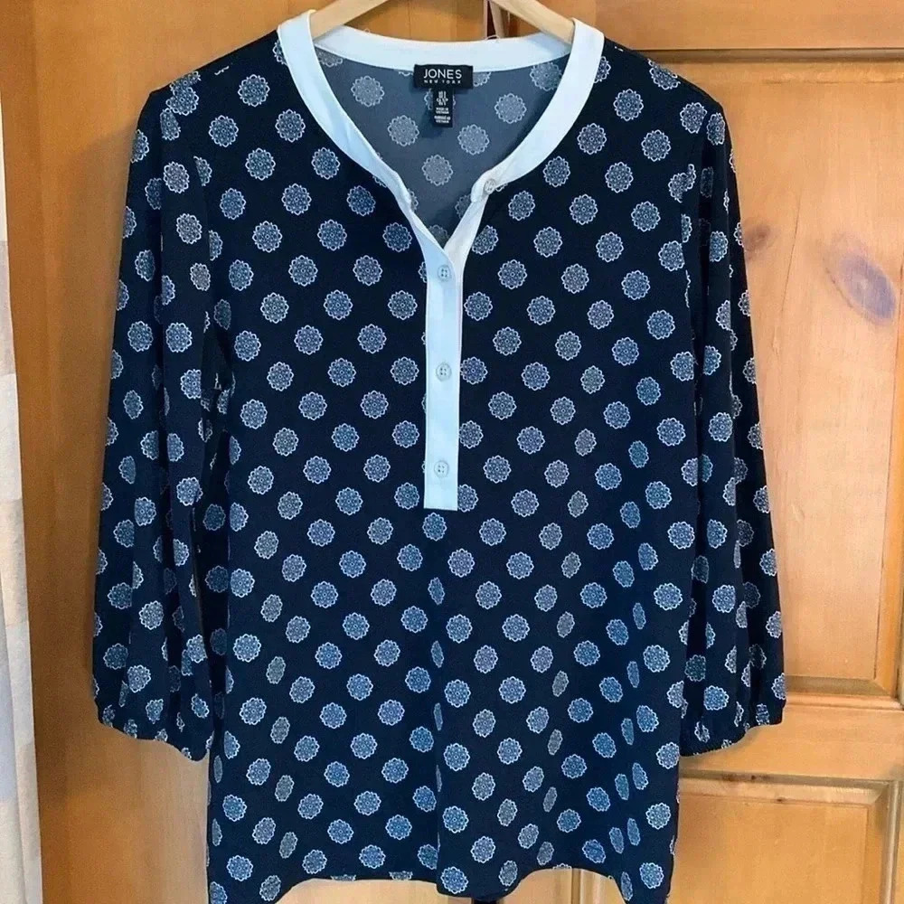 JNY navy/white tunic S
